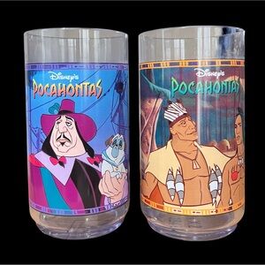 Disney Burger King Pocahontas Promotional Souvenir Plastic Glasses 1990s